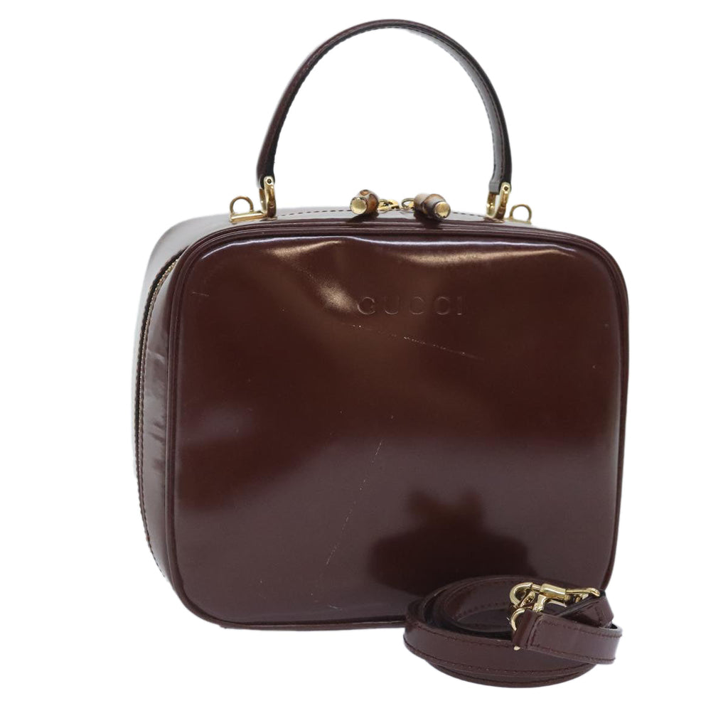 GUCCI Hand Bag Enamel 2way Brown Gold 000 270 0323 90951