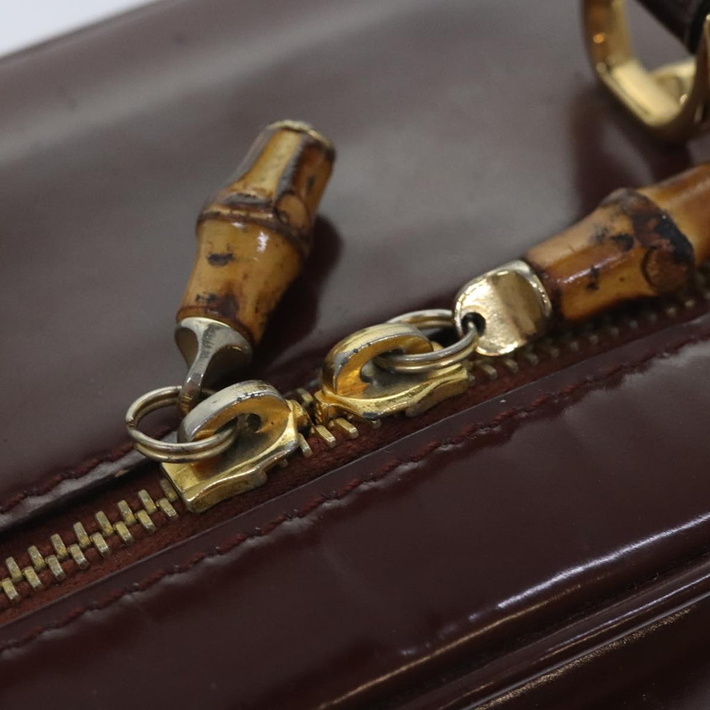 GUCCI Hand Bag Enamel 2way Brown Gold 000 270 0323 90951