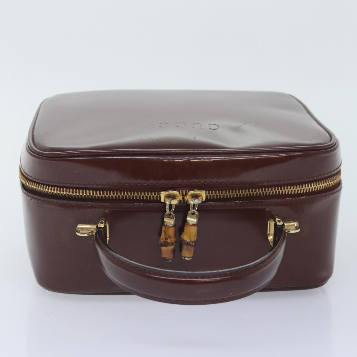 GUCCI Hand Bag Enamel 2way Brown Gold 000 270 0323 90951