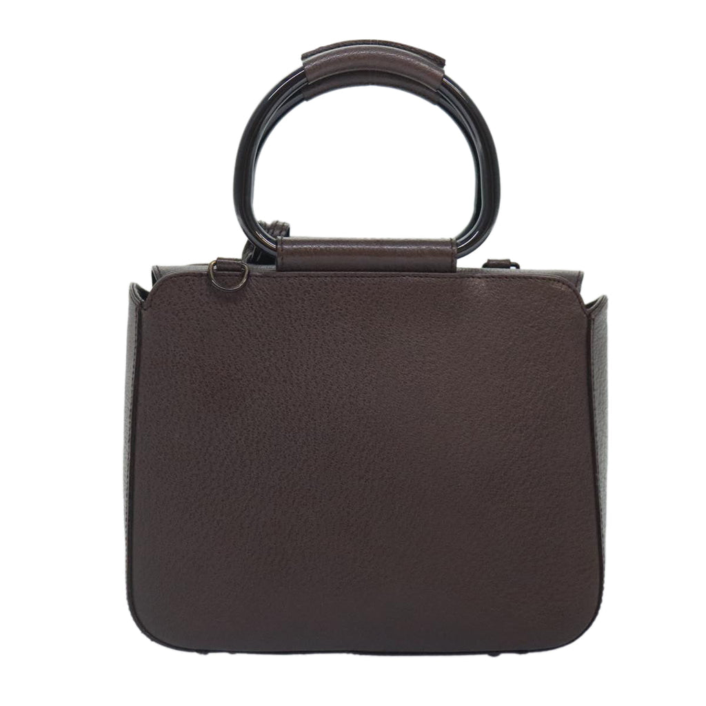 GUCCI Hand Bag Leather Brown Gold 000 2058 0308 6 90953