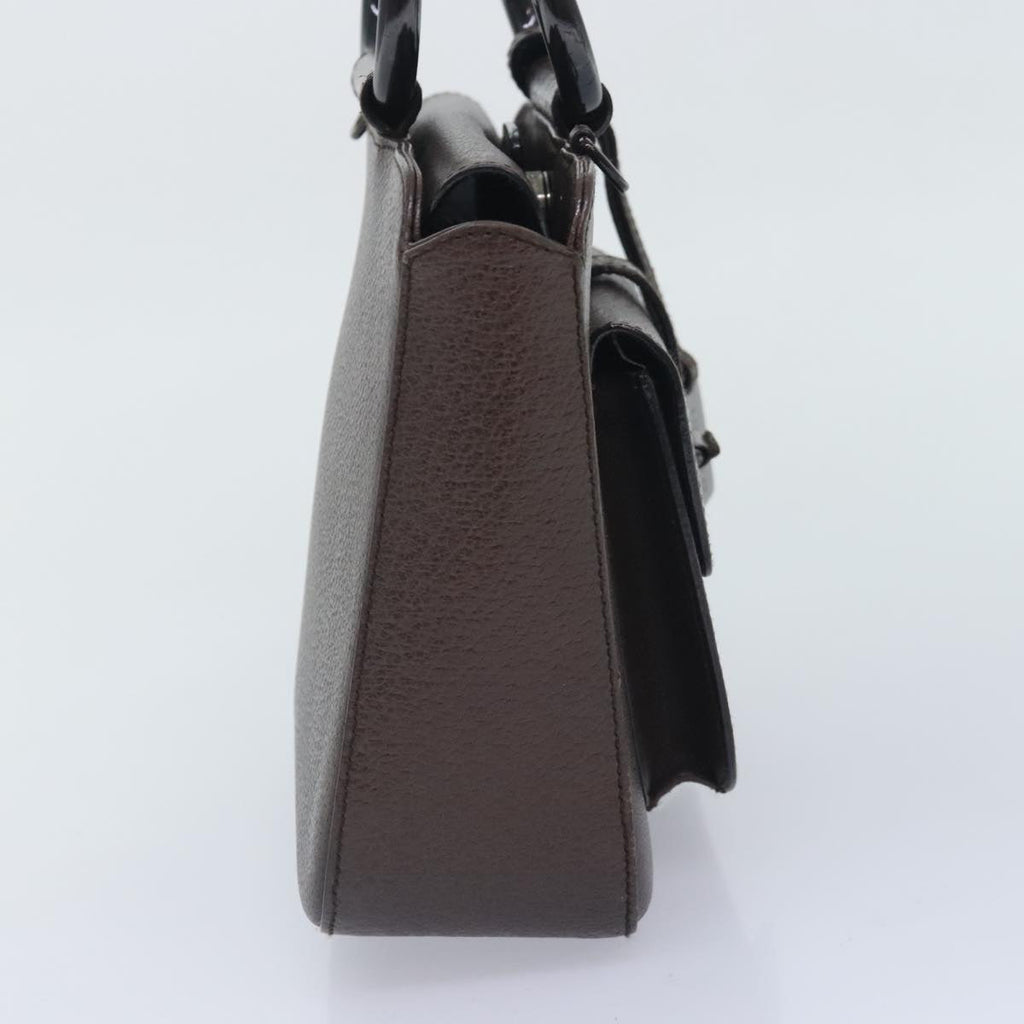 GUCCI Hand Bag Leather Brown Gold 000 2058 0308 6 90953