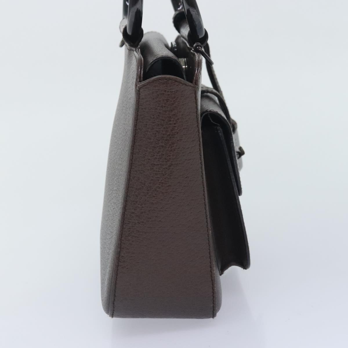 GUCCI Hand Bag Leather Brown Gold 000 2058 0308 6 90953
