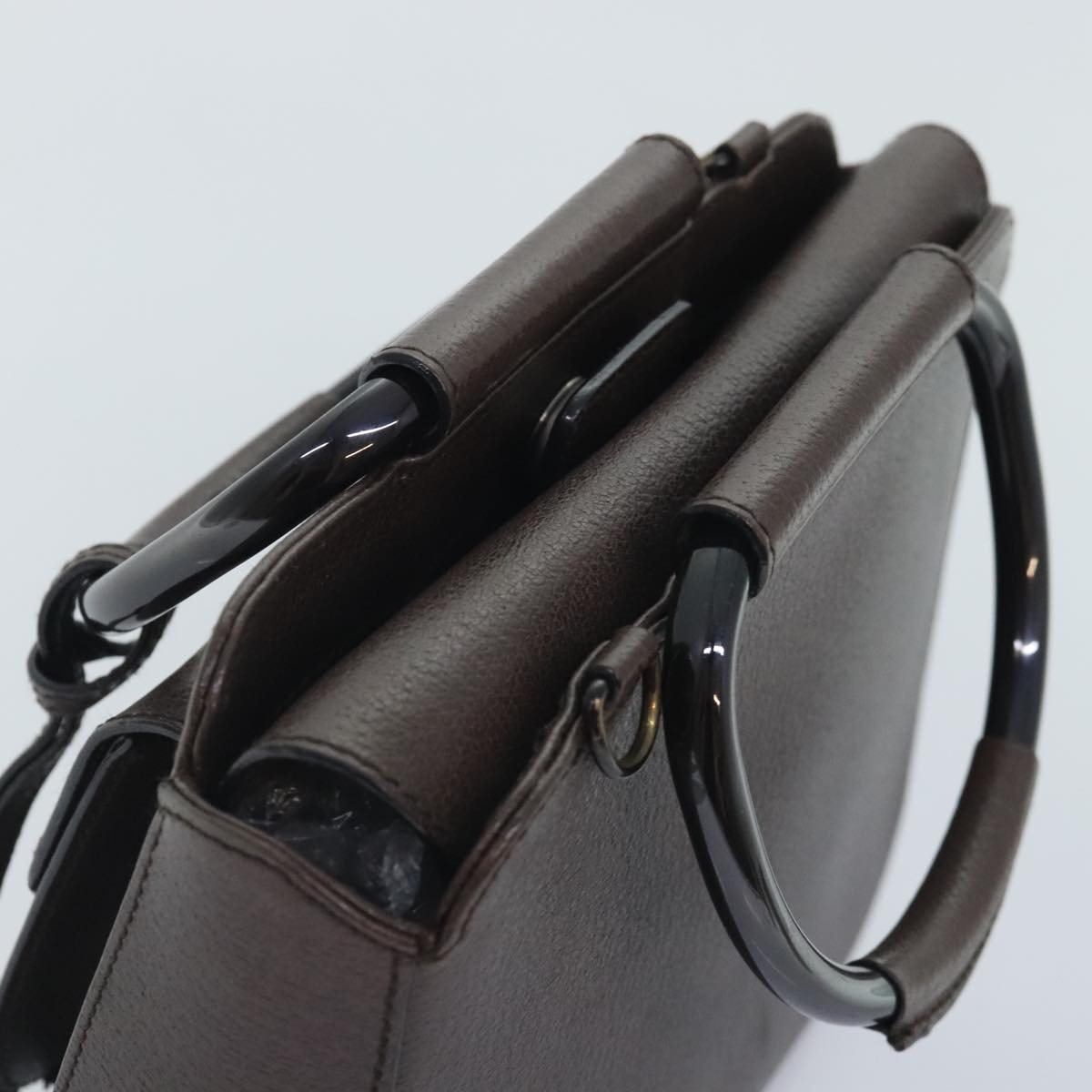 GUCCI Hand Bag Leather Brown Gold 000 2058 0308 6 90953