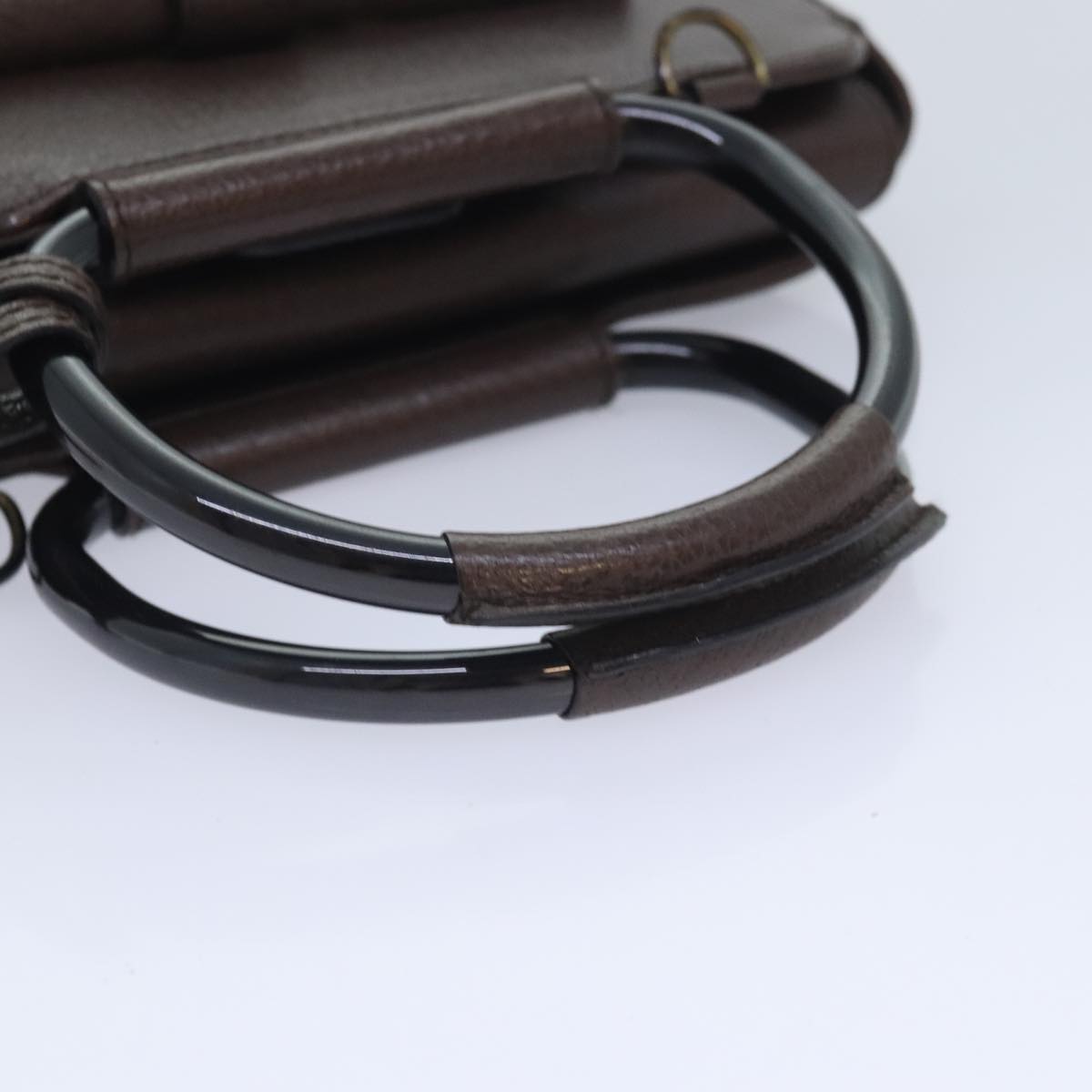GUCCI Hand Bag Leather Brown Gold 000 2058 0308 6 90953
