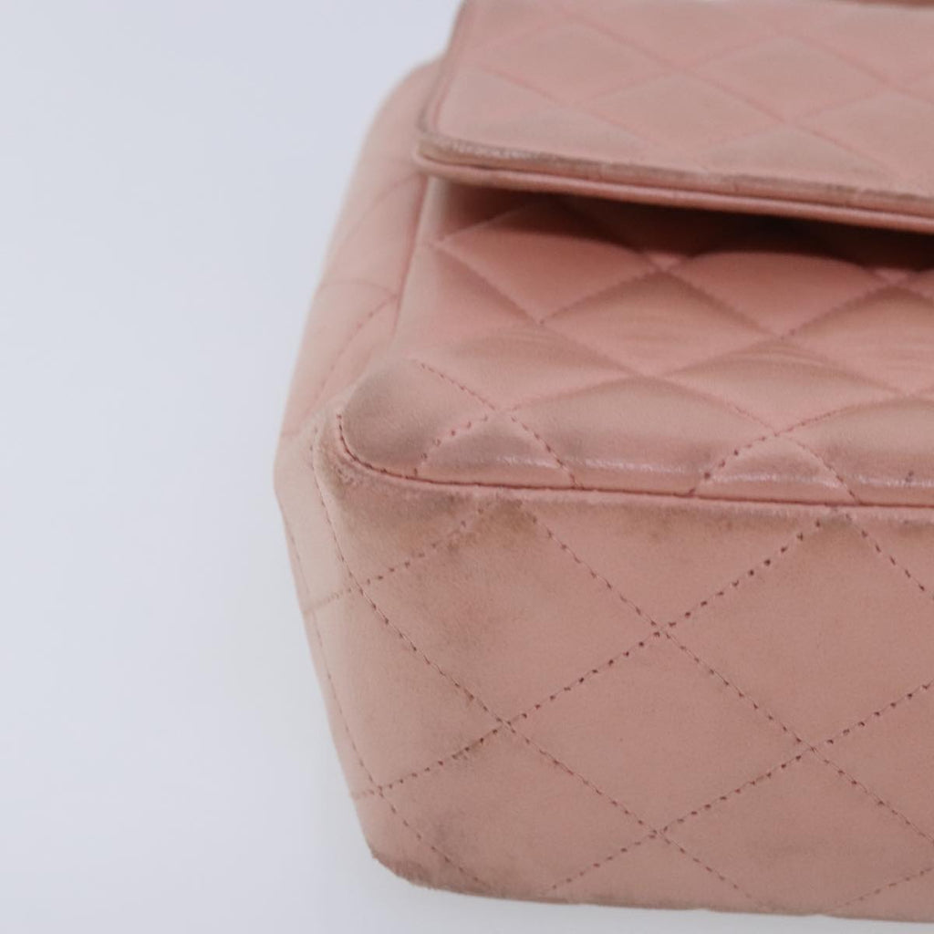 CHANEL Parent Child Bag Hand Bag Lamb Skin Pink Gold CC 90957A