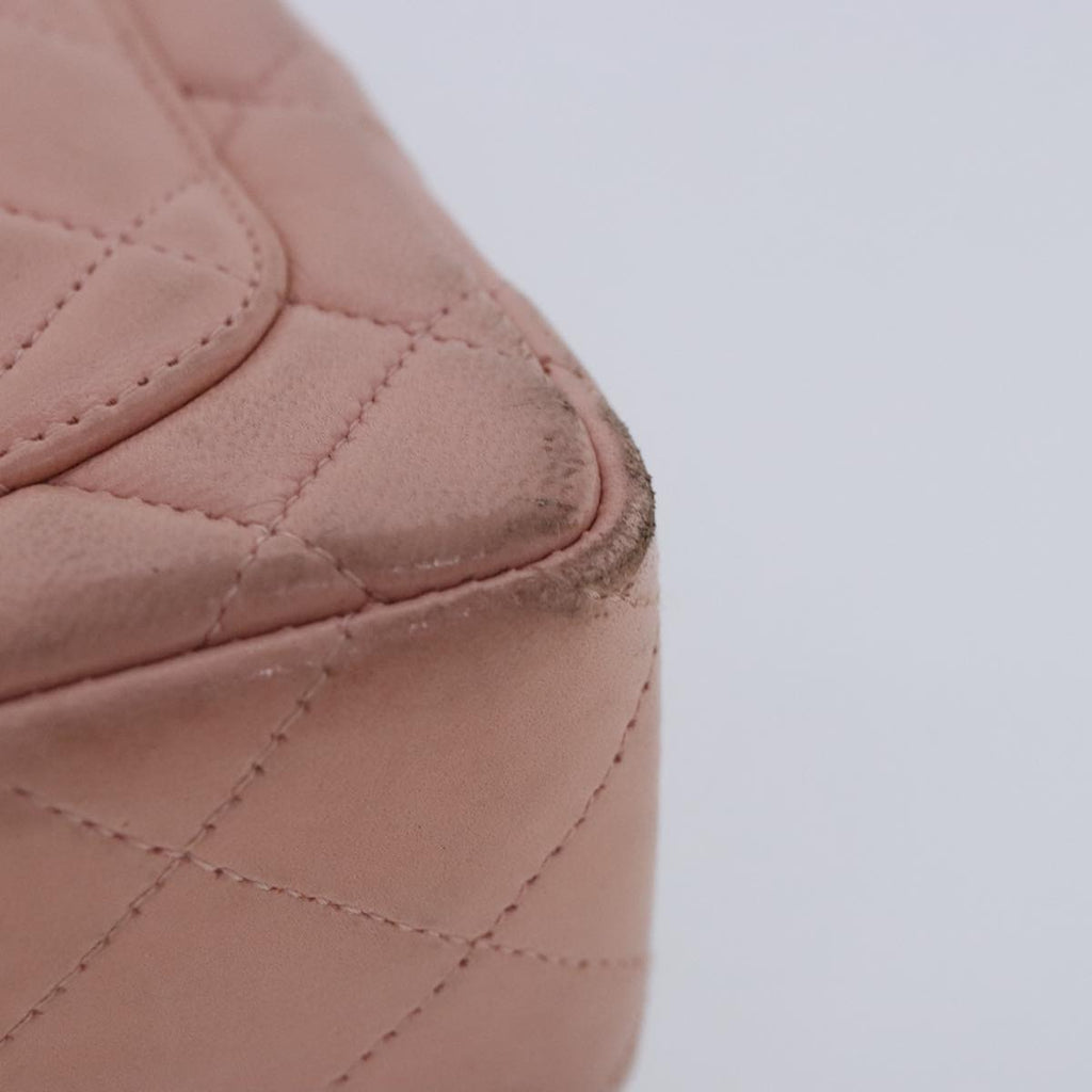 CHANEL Parent Child Bag Hand Bag Lamb Skin Pink Gold CC 90957A