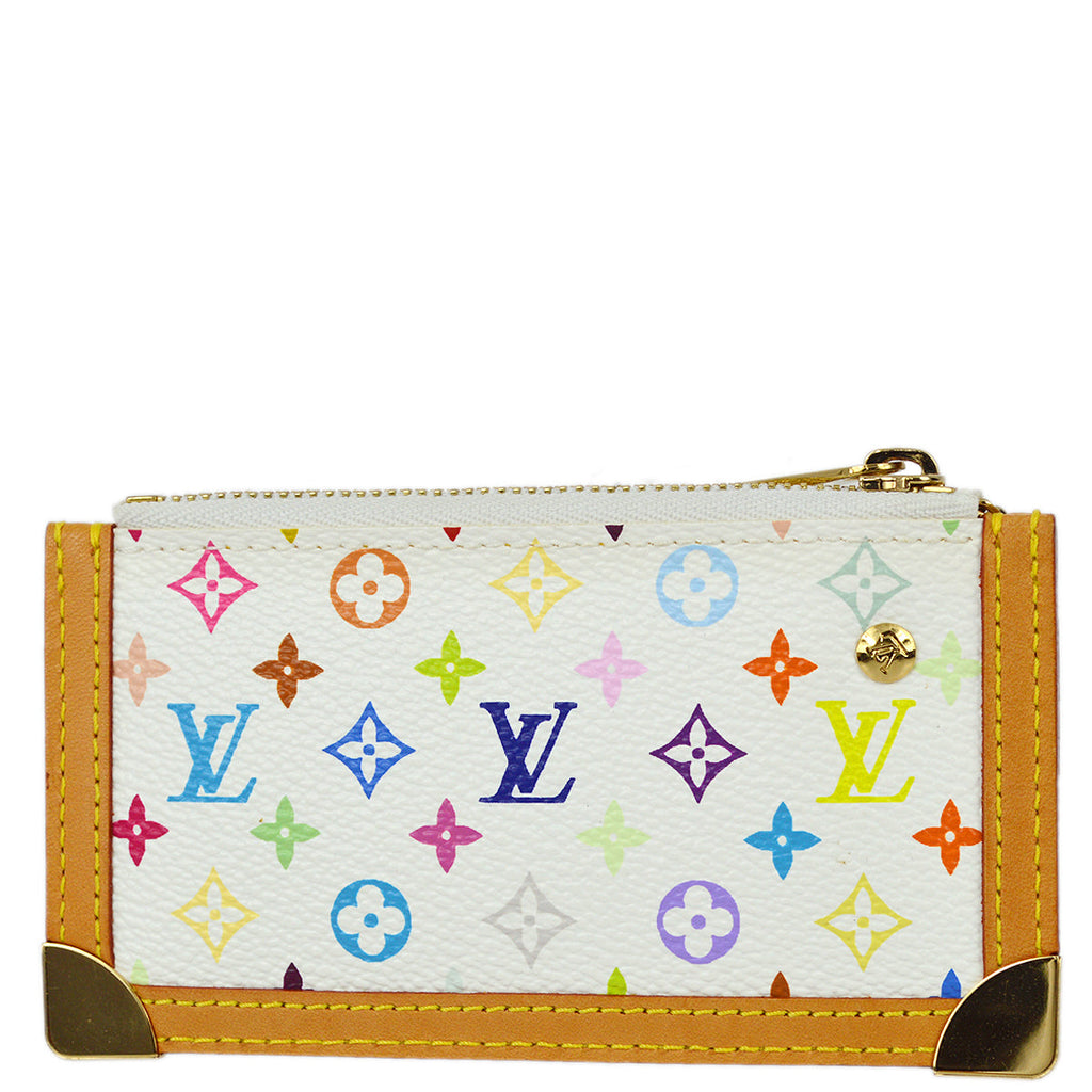 Louis Vuitton 2003 White Multicolor Pochette Cles Coin Case Wallet M92655
