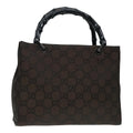 GUCCI GG Canvas Bamboo Hand Bag Brown Silver 002 1016 91003
