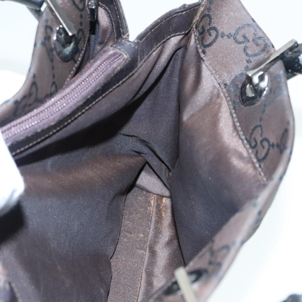GUCCI GG Canvas Bamboo Hand Bag Brown Silver 002 1016 91003