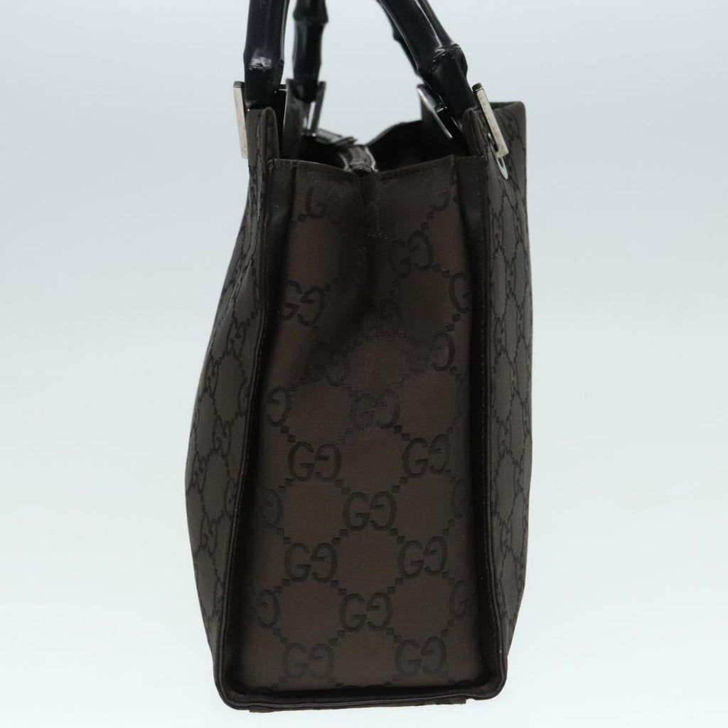GUCCI GG Canvas Bamboo Hand Bag Brown Silver 002 1016 91003