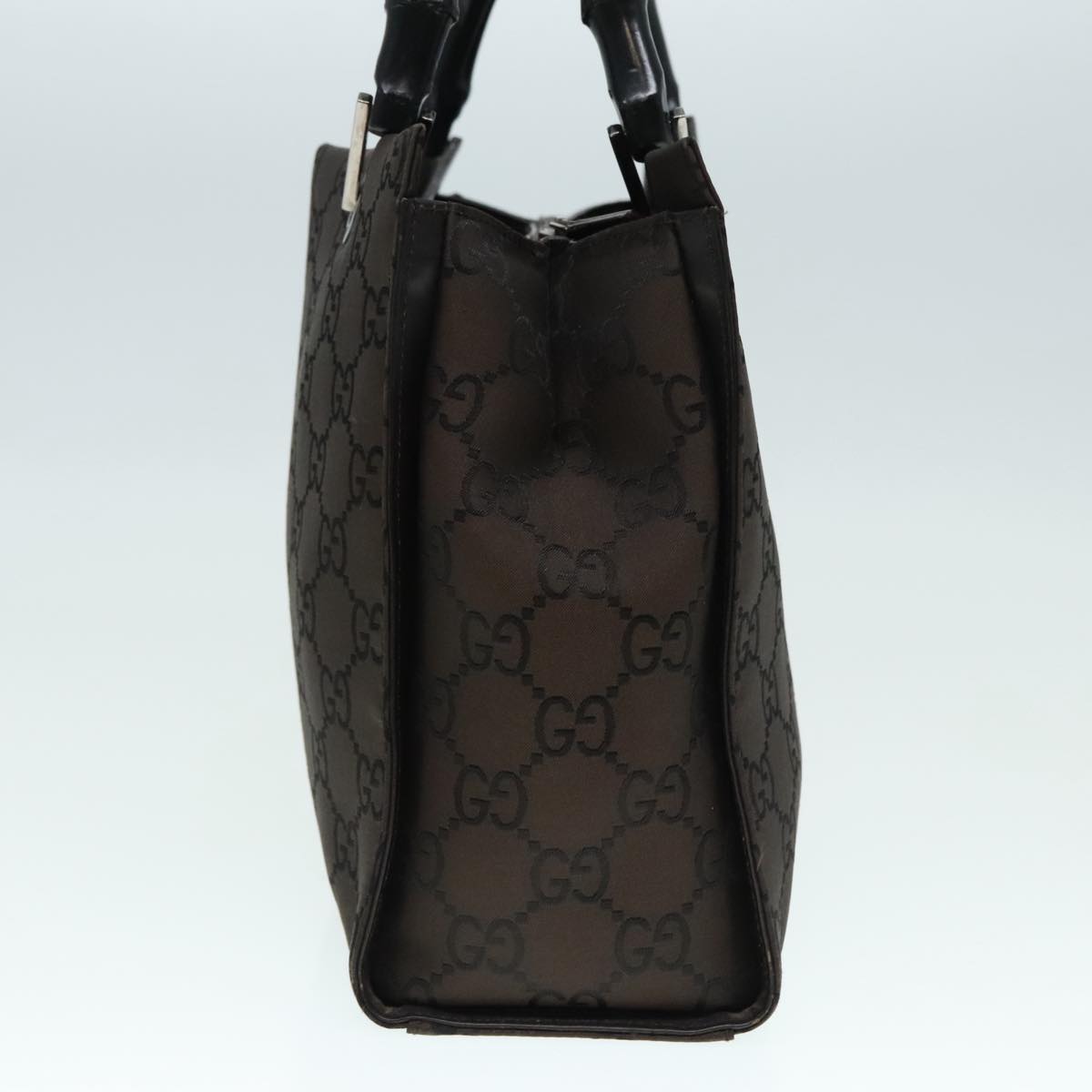 GUCCI GG Canvas Bamboo Hand Bag Brown Silver 002 1016 91003