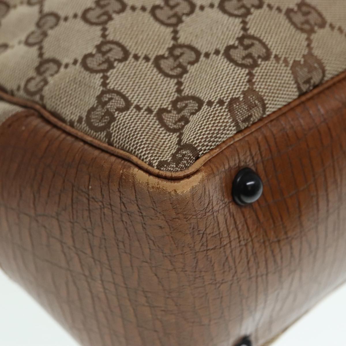 GUCCI GG Canvas Bamboo Hand Bag Beige 112526 91004