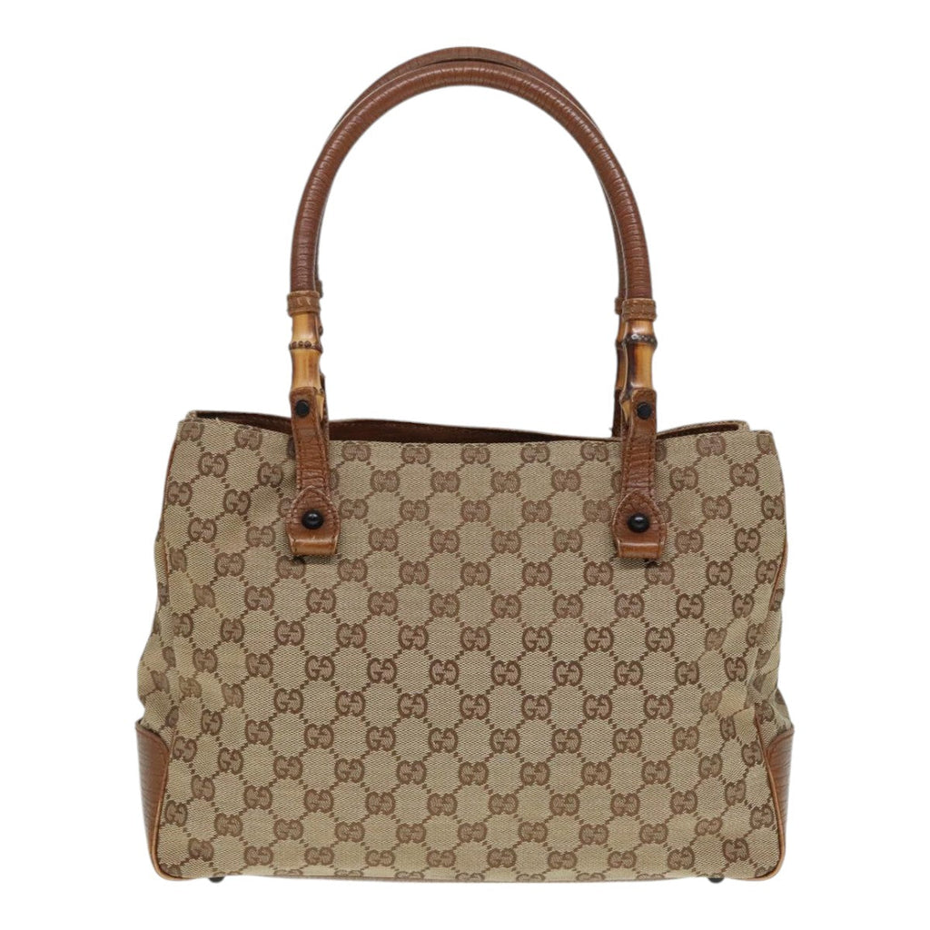 GUCCI GG Canvas Bamboo Hand Bag Beige 112526 91004