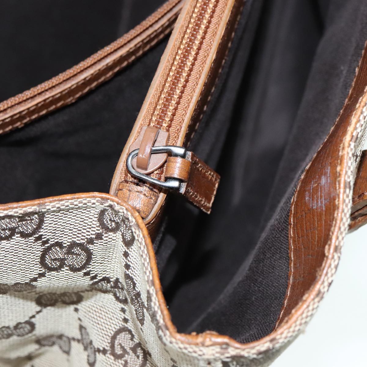 GUCCI GG Canvas Bamboo Hand Bag Beige 112526 91004