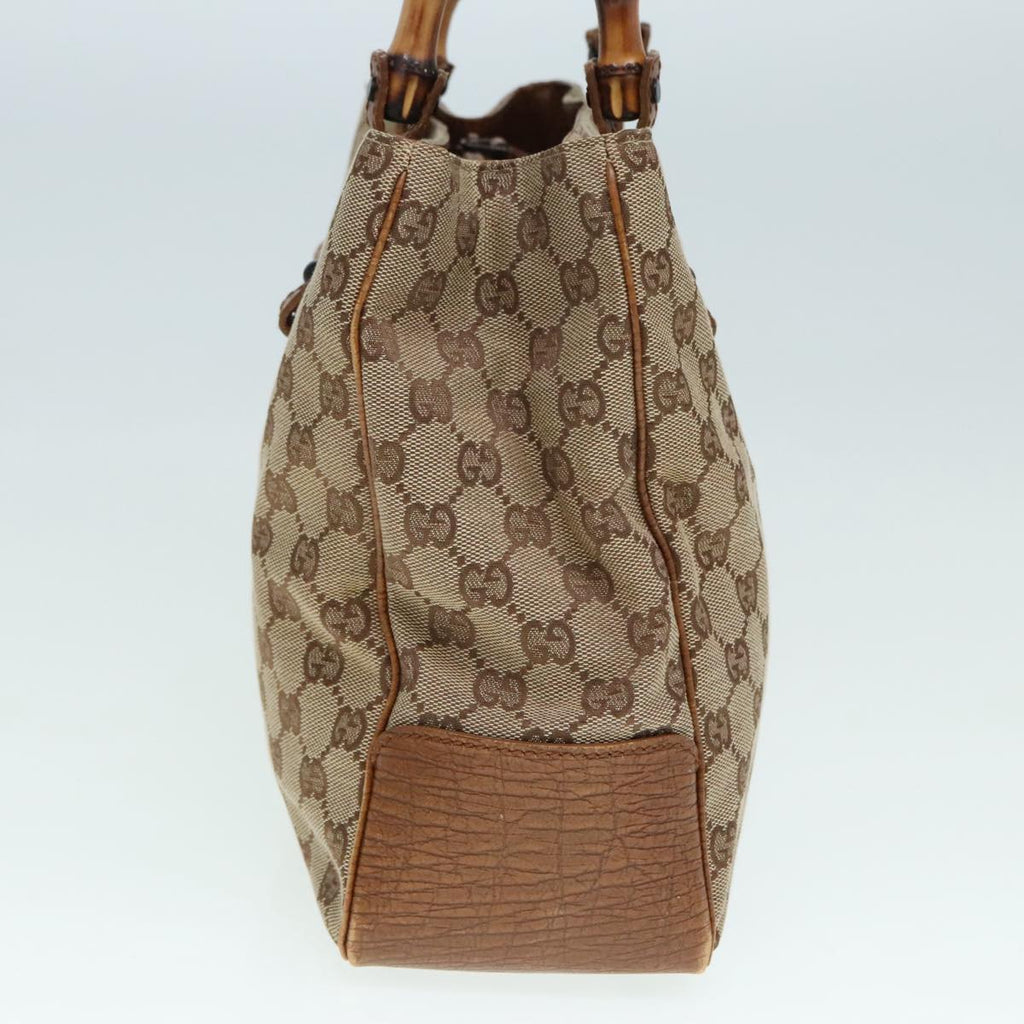 GUCCI GG Canvas Bamboo Hand Bag Beige 112526 91004