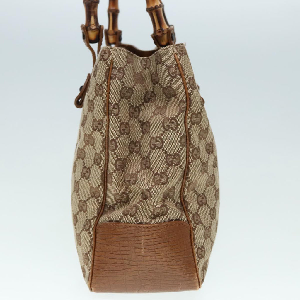 GUCCI GG Canvas Bamboo Hand Bag Beige 112526 91004