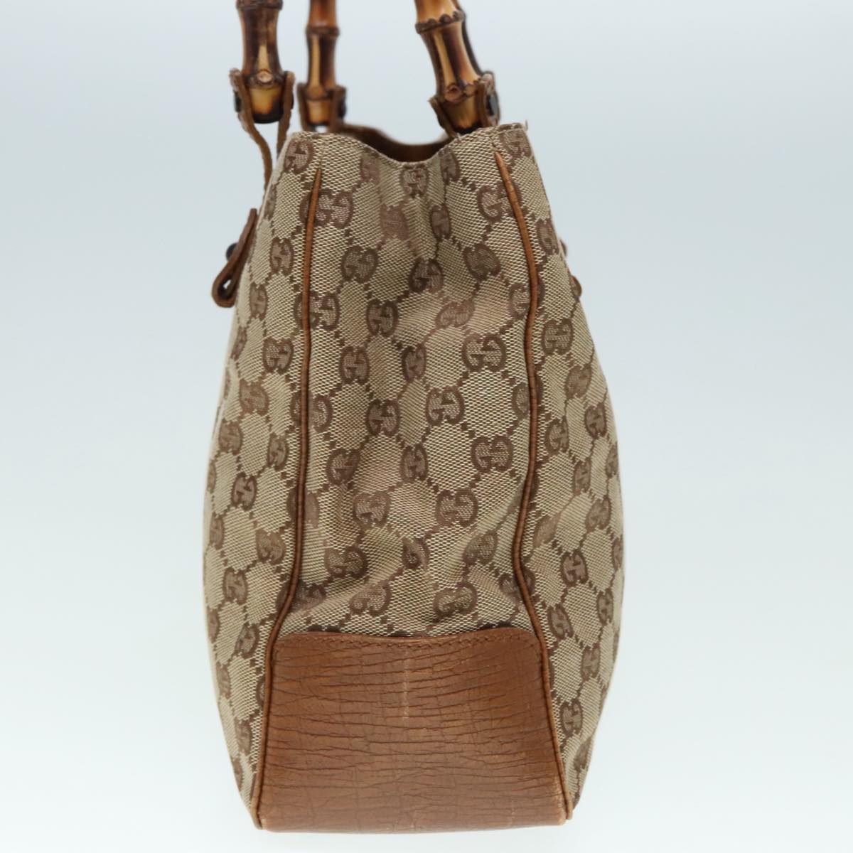GUCCI GG Canvas Bamboo Hand Bag Beige 112526 91004