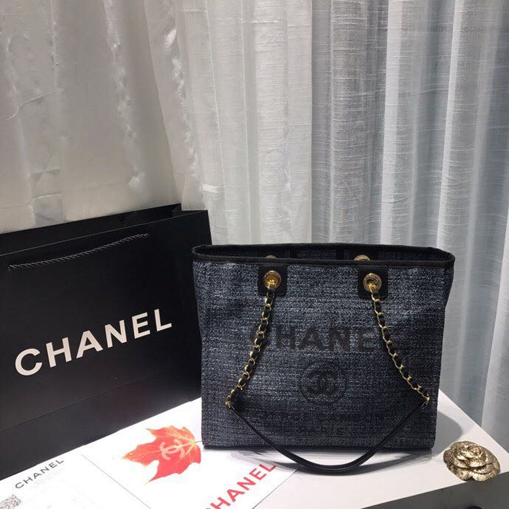 CHL Deauville Chain Shoulder Tote Bag Dark Grey For Women, Women’s Handbags, Shoulder Bags 13.3in/34cm A66939