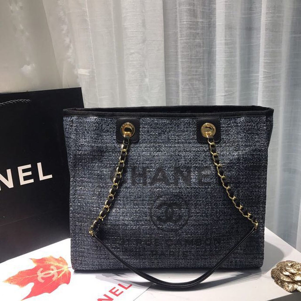 CHL Deauville Chain Shoulder Tote Bag Dark Grey For Women, Women’s Handbags, Shoulder Bags 13.3in/34cm A66939