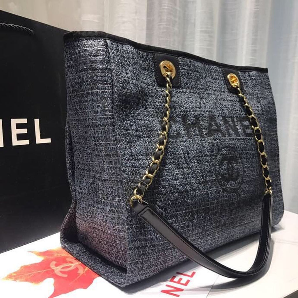 CHL Deauville Chain Shoulder Tote Bag Dark Grey For Women, Women’s Handbags, Shoulder Bags 13.3in/34cm A66939