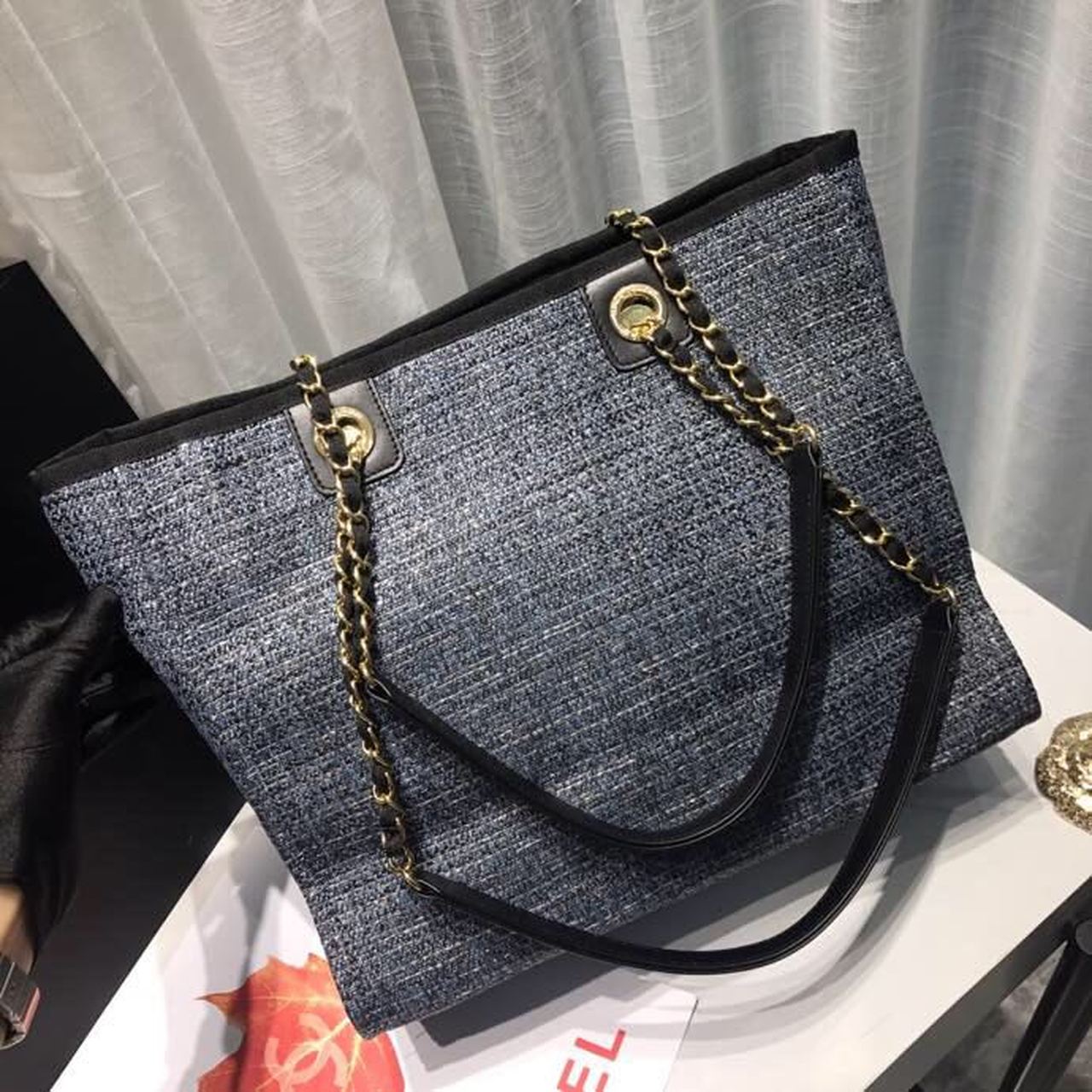 CHL Deauville Chain Shoulder Tote Bag Dark Grey For Women, Women’s Handbags, Shoulder Bags 13.3in/34cm A66939
