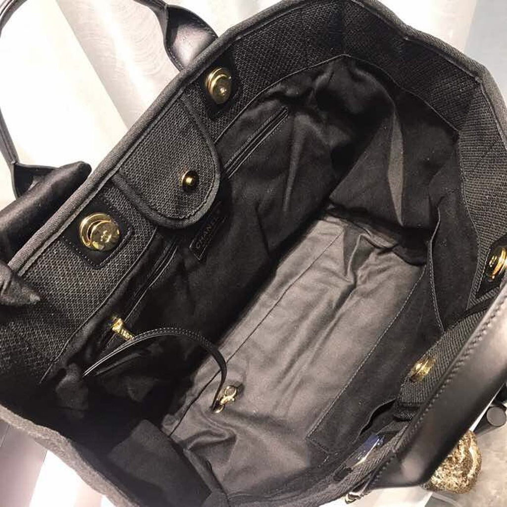 CHL Deauville Tote Canvas Bag Black/Grey/Multi For Women 14.9in/38cm