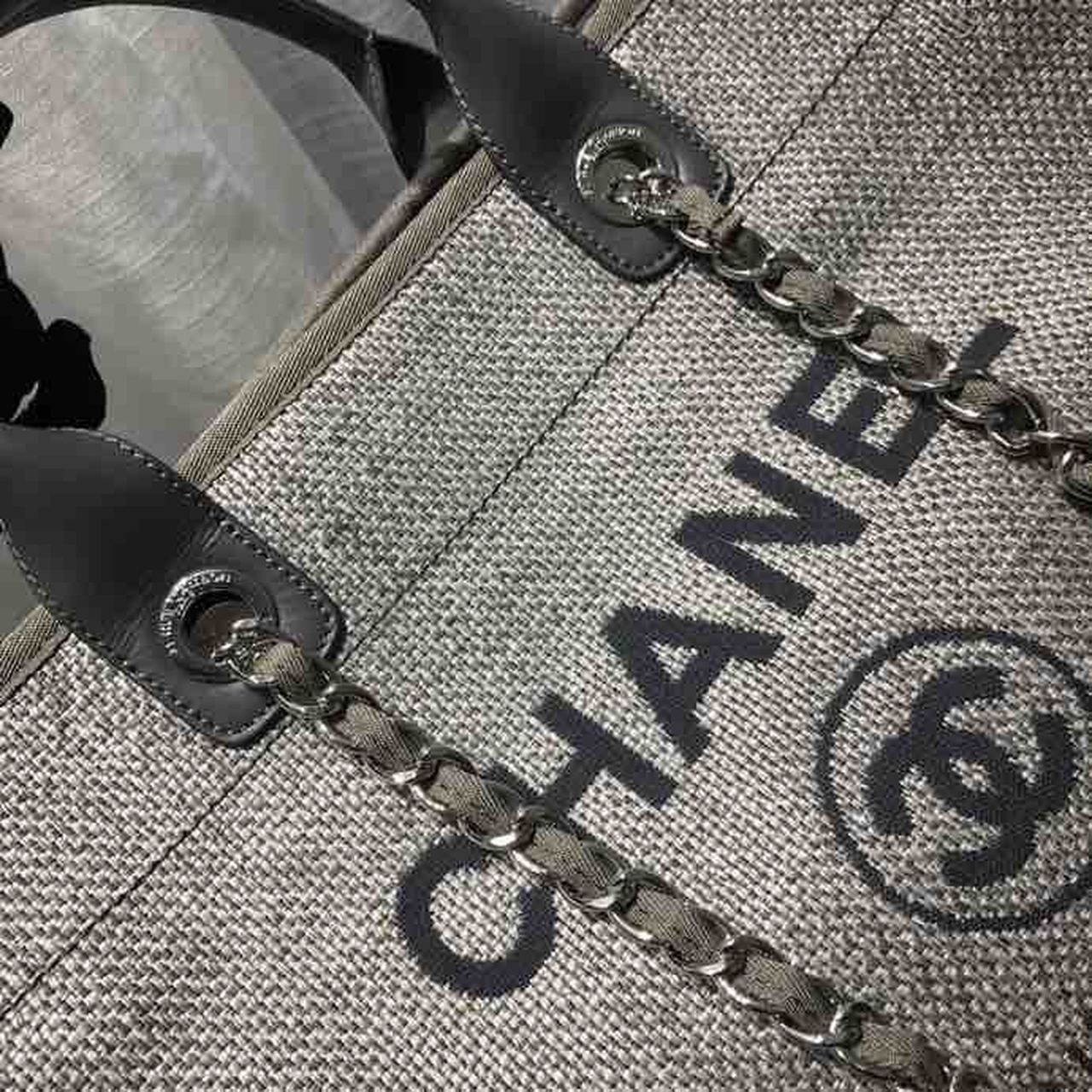 CHL Deauville Tote Tweed Canvas Bag Fall/Winter Collection, Light Grey/ Dark Grey For Women 15in/38cm