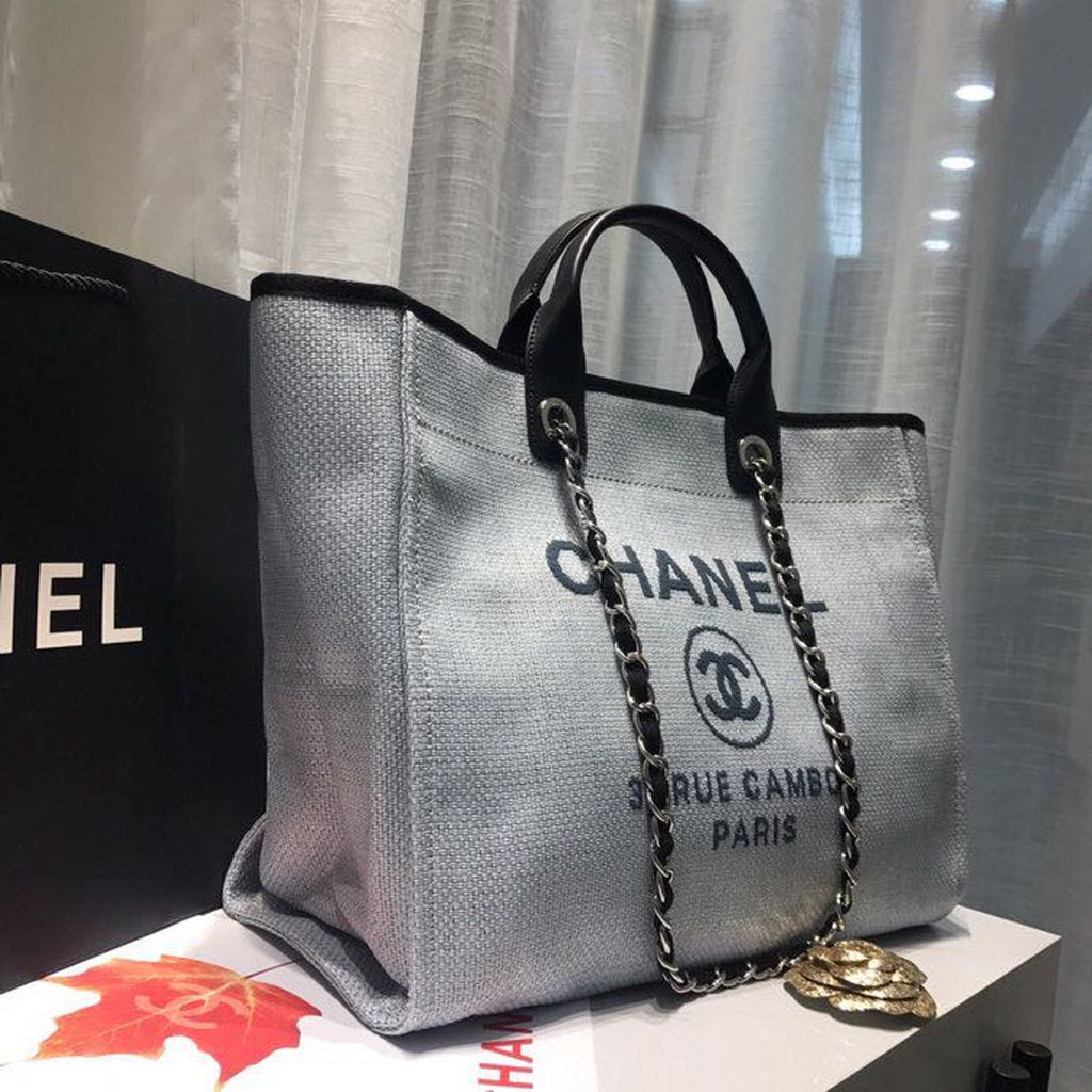 CHL Deauville Tote Canvas Bag Light Grey For Women, Women’s Handbags, Shoulder Bags 15in/38cm A66941