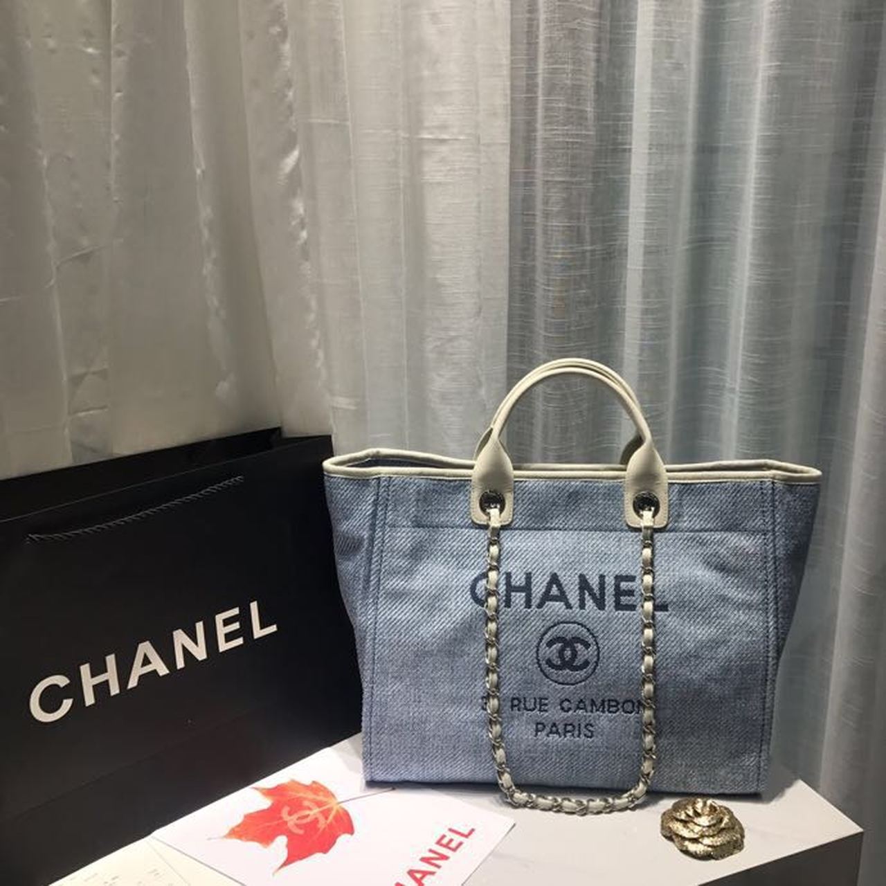 CHL Deauville Tote Canvas Bag Light Grey For Women, Women’s Handbags, Shoulder Bags 15in/38cm A66941