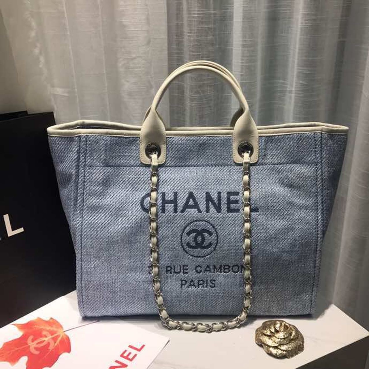 CHL Deauville Tote Canvas Bag Light Grey For Women, Women’s Handbags, Shoulder Bags 15in/38cm A66941