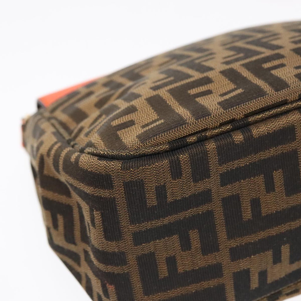 FENDI Zucca Canvas Shoulder Bag Brown Black Orange 91226