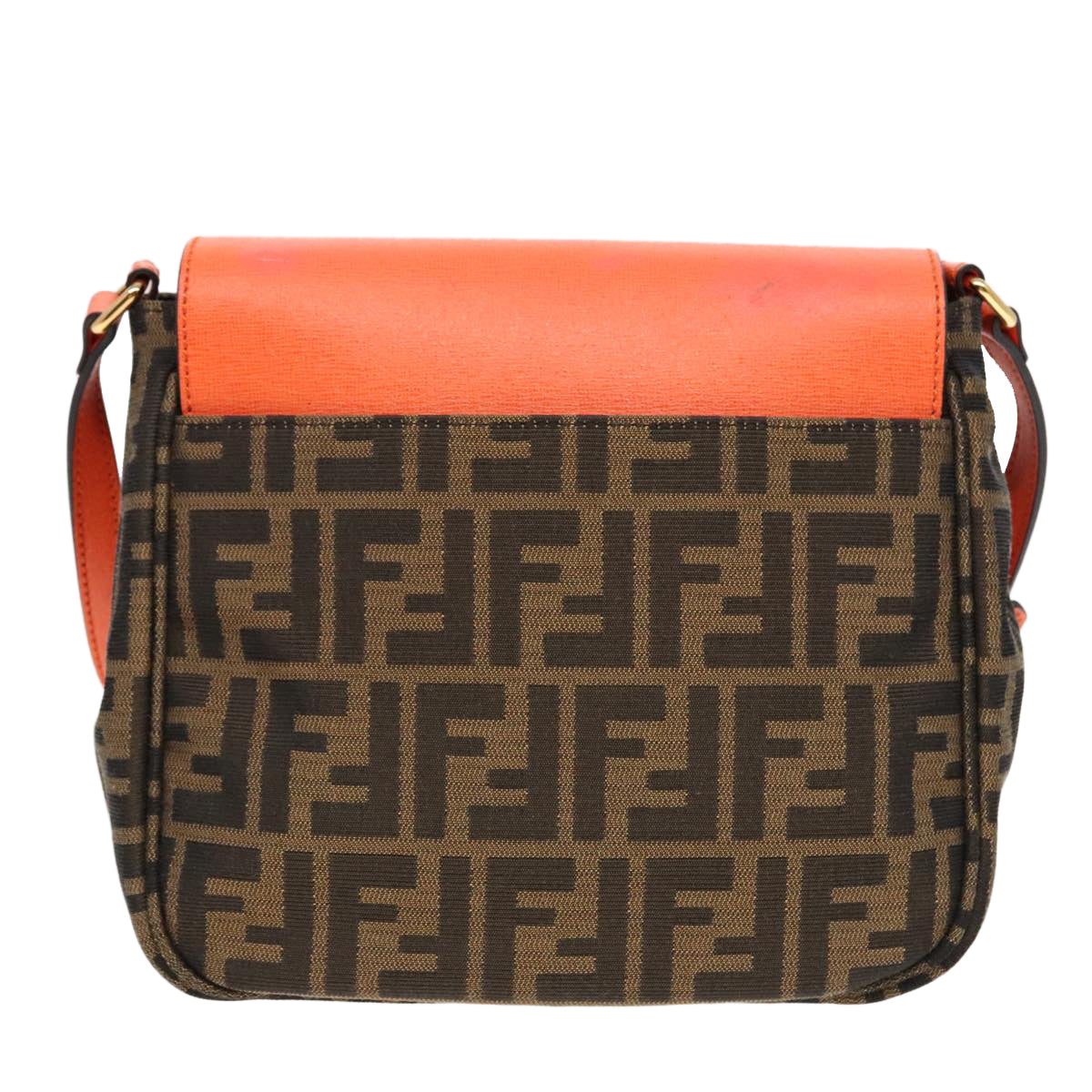 FENDI Zucca Canvas Shoulder Bag Brown Black Orange 91226