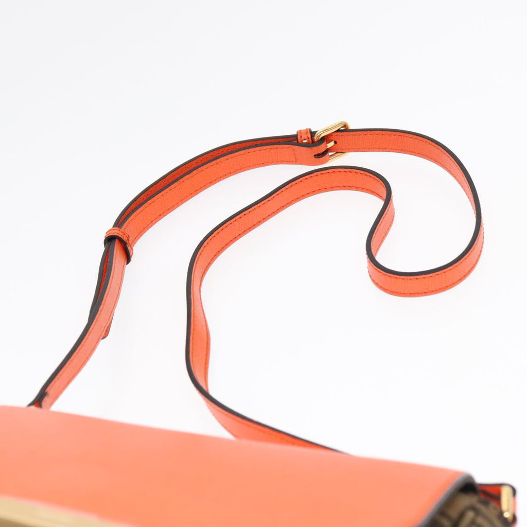 FENDI Zucca Canvas Shoulder Bag Brown Black Orange 91226