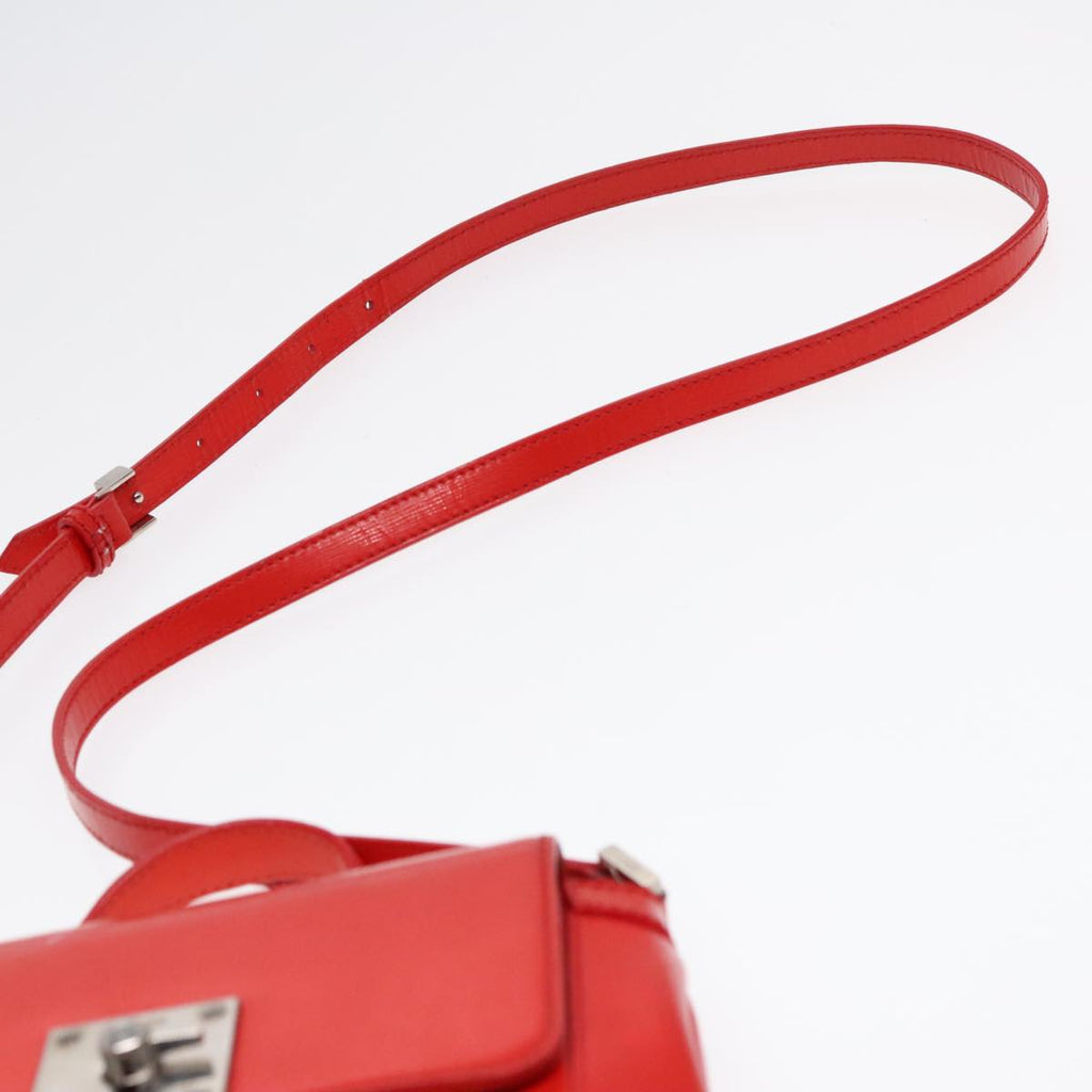 FENDI Shoulder Bag Leather 2way Red Silver 91228