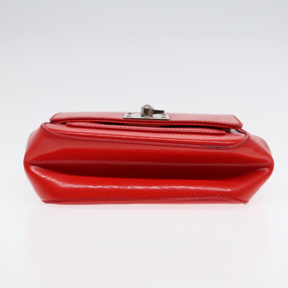 FENDI Shoulder Bag Leather 2way Red Silver 91228