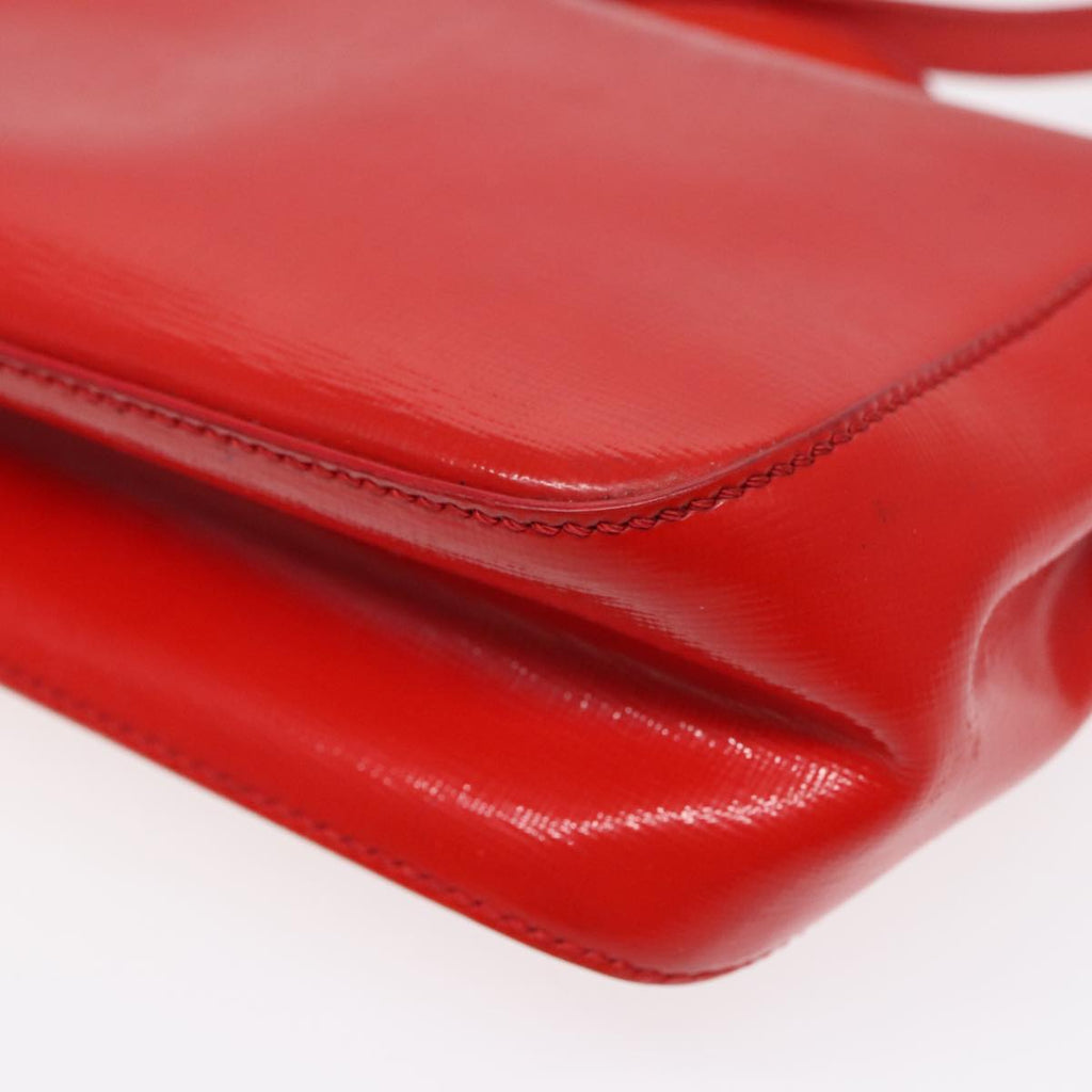 FENDI Shoulder Bag Leather 2way Red Silver 91228
