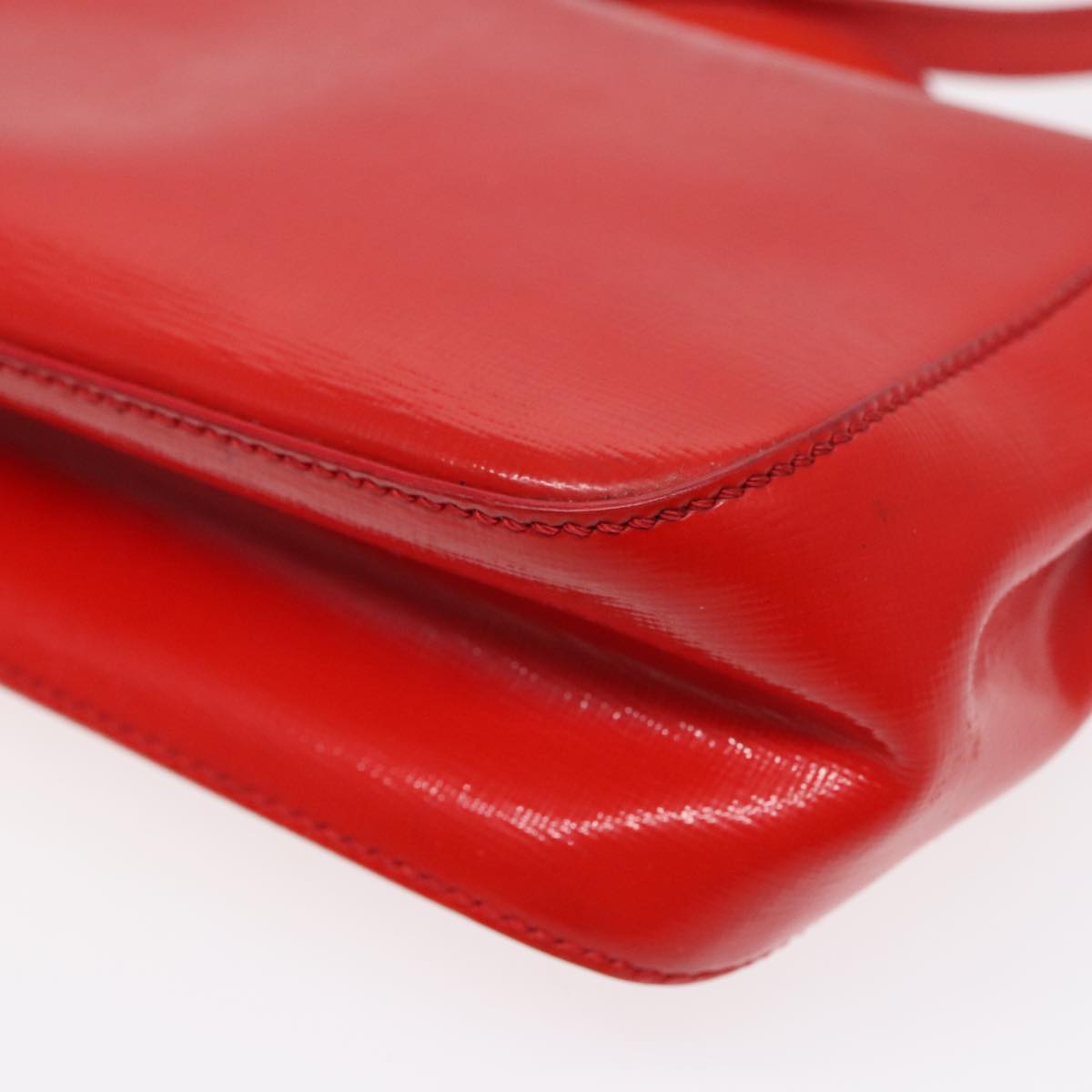 FENDI Shoulder Bag Leather 2way Red Silver 91228