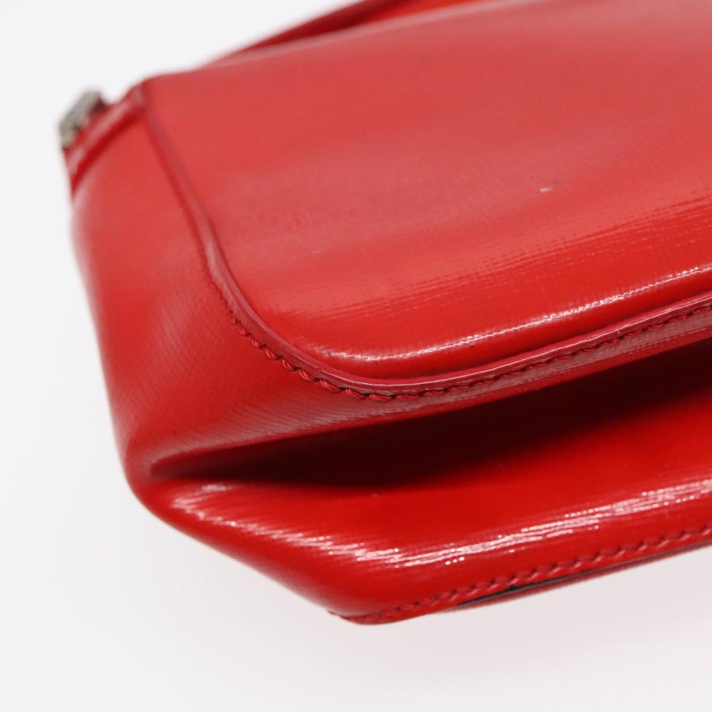FENDI Shoulder Bag Leather 2way Red Silver 91228