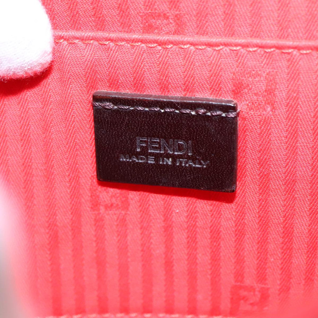 FENDI Shoulder Bag Leather 2way Red Silver 91228