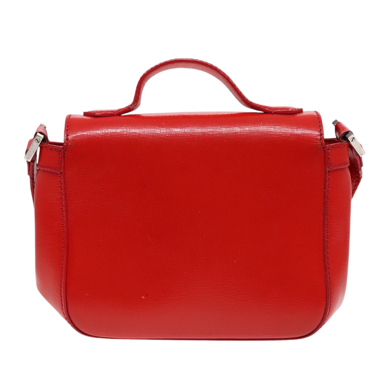 FENDI Shoulder Bag Leather 2way Red Silver 91228