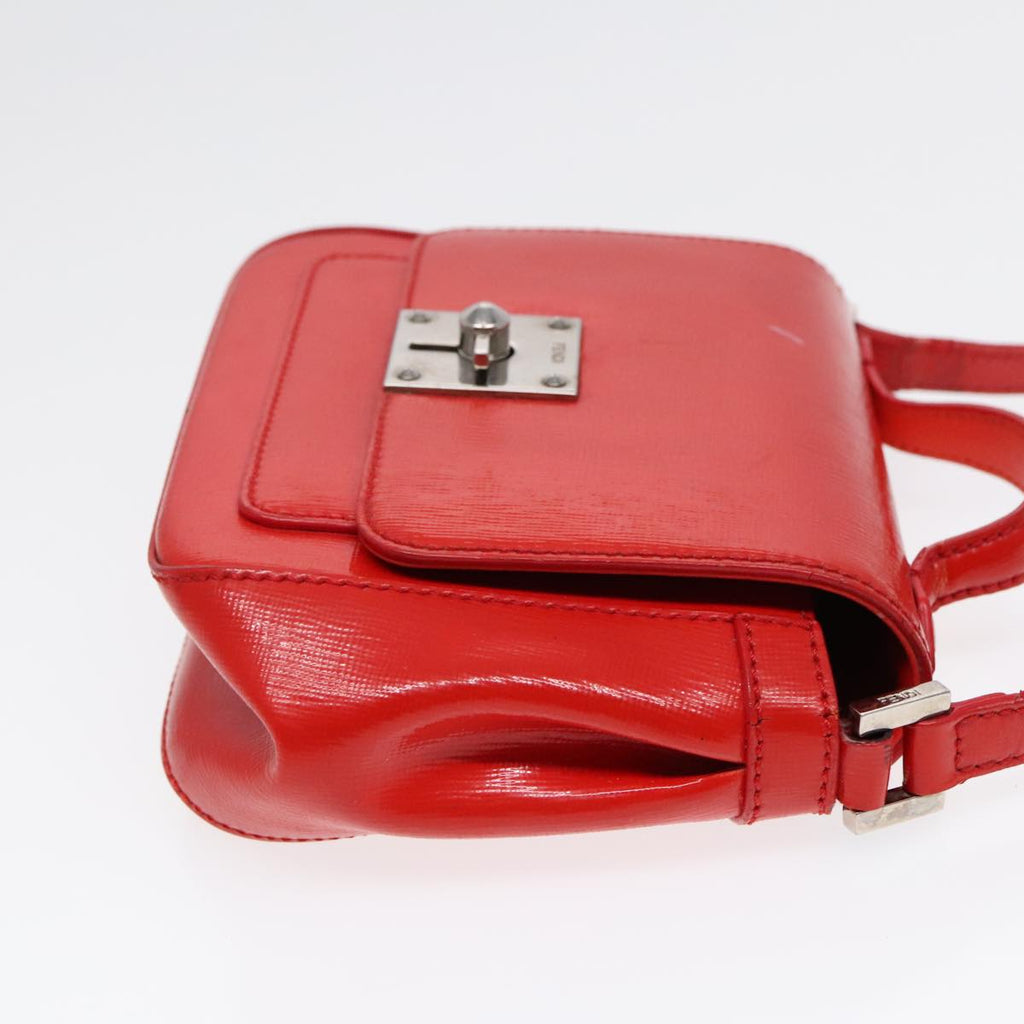FENDI Shoulder Bag Leather 2way Red Silver 91228
