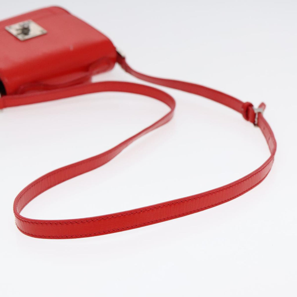 FENDI Shoulder Bag Leather 2way Red Silver 91228
