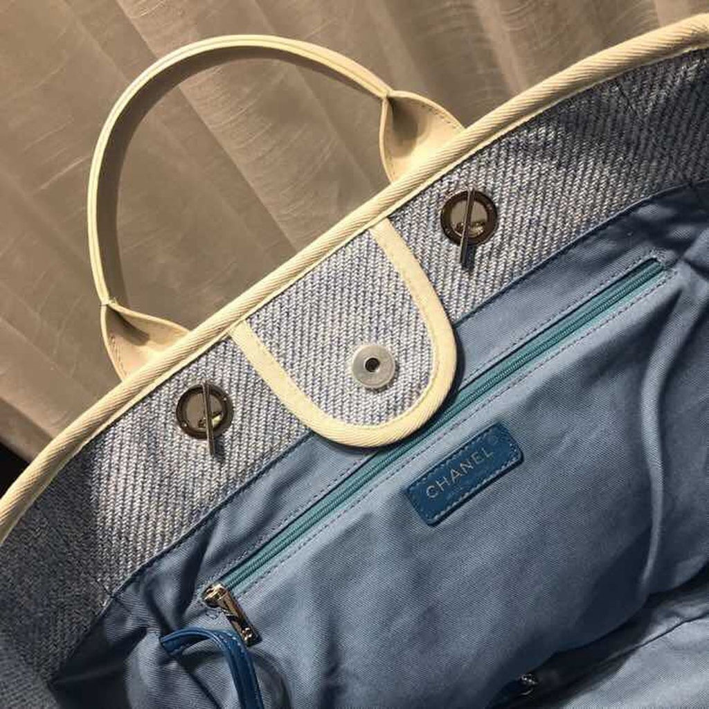 CHL Deauville Tote Canvas Bag Light Grey For Women, Women’s Handbags, Shoulder Bags 15in/38cm A66941