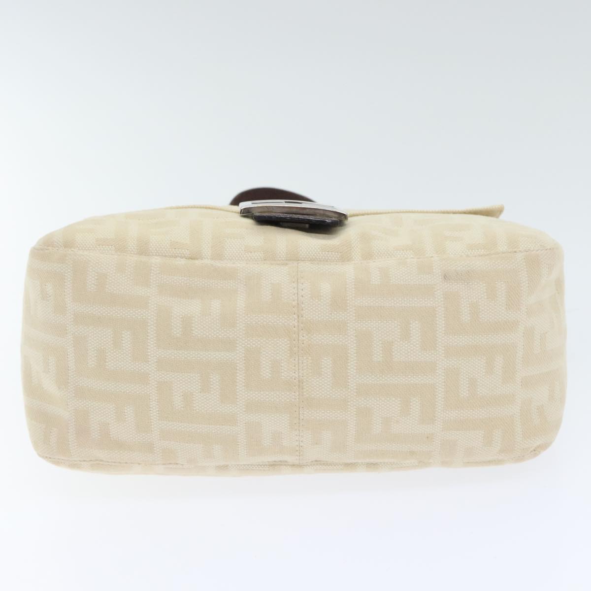 FENDI Zucca Canvas Mamma Baguette Shoulder Bag Beige Silver 91229