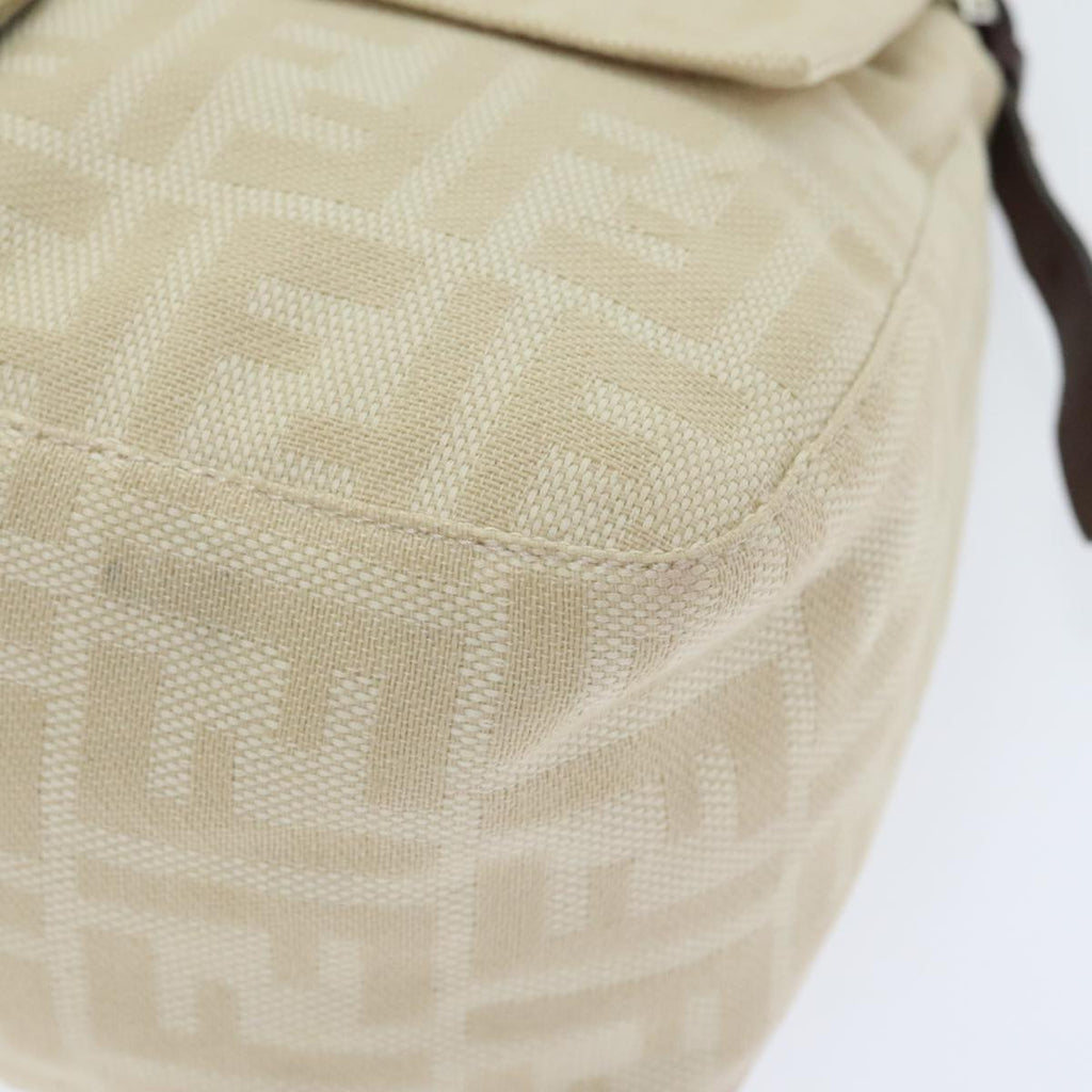 FENDI Zucca Canvas Mamma Baguette Shoulder Bag Beige Silver 91229
