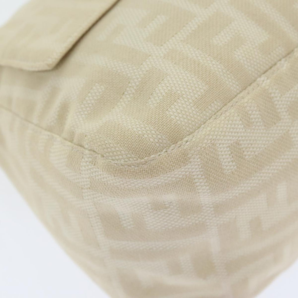 FENDI Zucca Canvas Mamma Baguette Shoulder Bag Beige Silver 91229