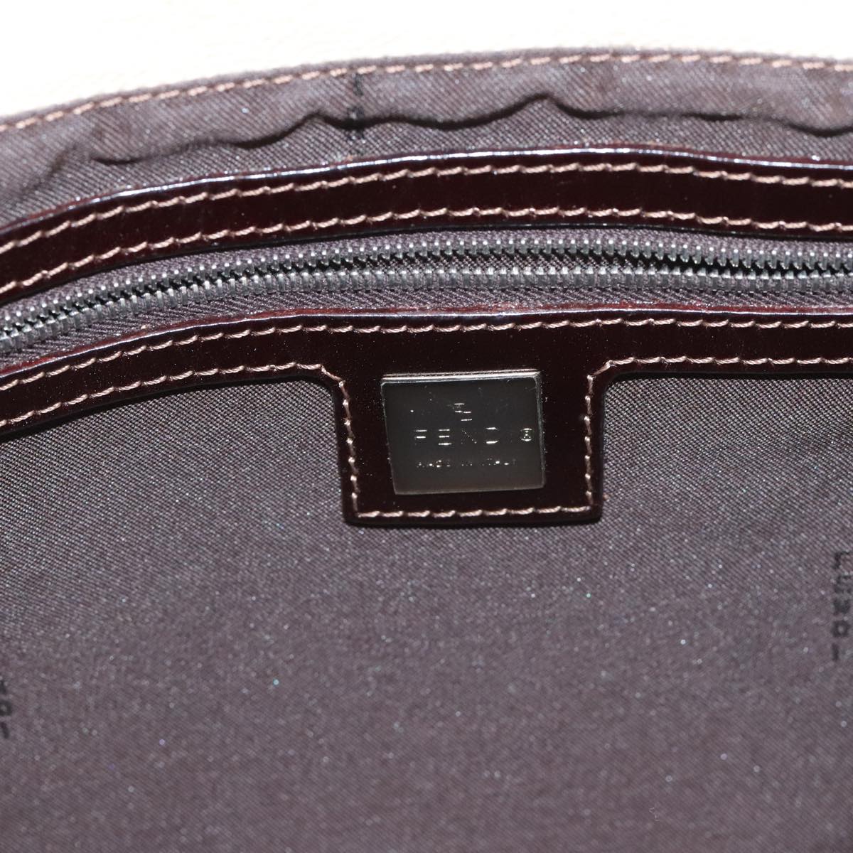 FENDI Zucca Canvas Mamma Baguette Shoulder Bag Beige Silver 91229