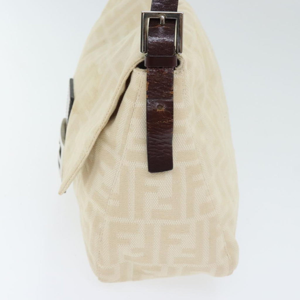 FENDI Zucca Canvas Mamma Baguette Shoulder Bag Beige Silver 91229
