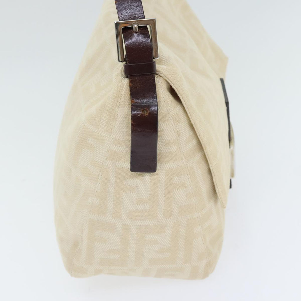 FENDI Zucca Canvas Mamma Baguette Shoulder Bag Beige Silver 91229