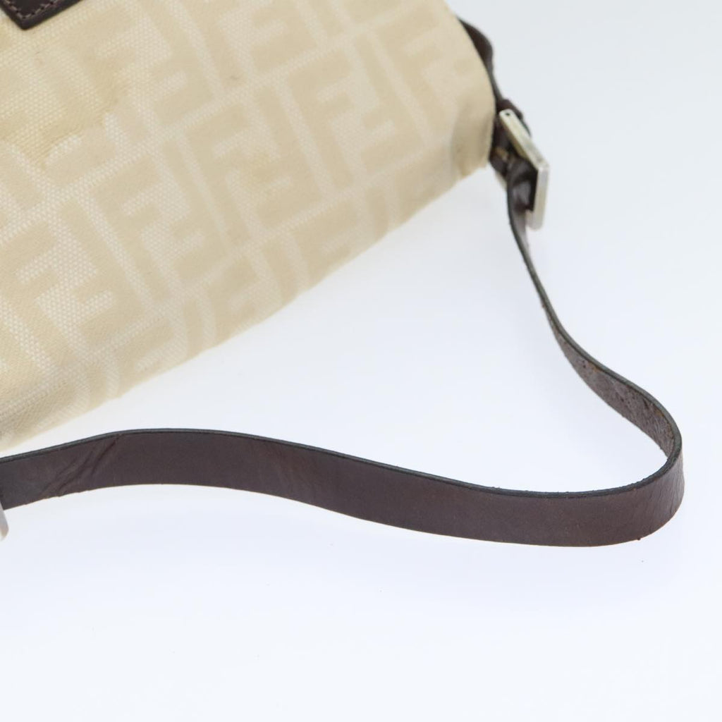 FENDI Zucca Canvas Mamma Baguette Shoulder Bag Beige Silver 91229